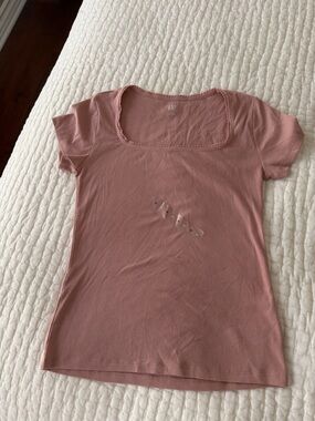GAP Dusty Rose Square Neck Short Sleeve Tee